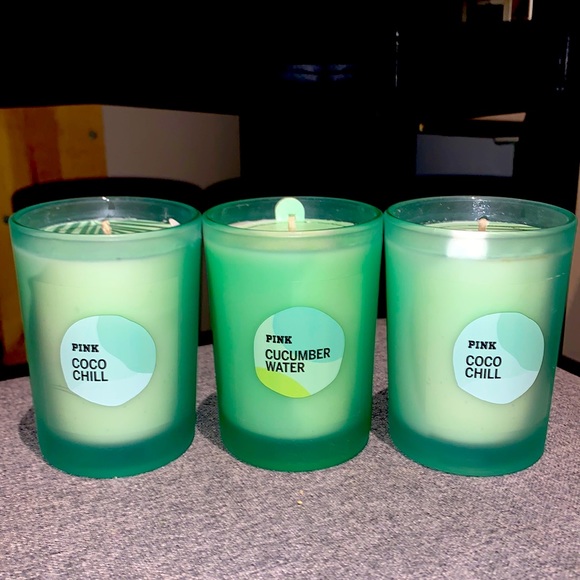 Victoria’s Secret PINK Coco Chill X Cucumber Melon 3pc. Candle Bundle - Picture 1 of 2